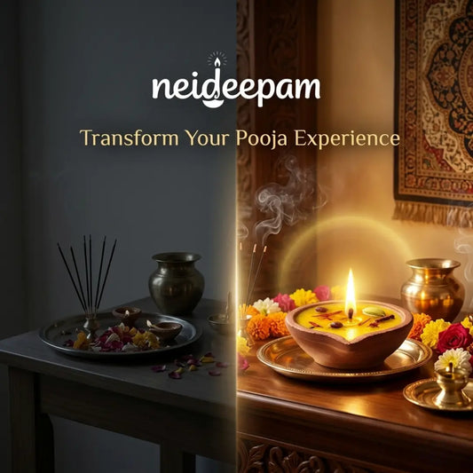 neideepam® Punya Cow Ghee Deepam | Handmade | Natural Ingredients | Ready-to-Use | NABL Tested & Certified