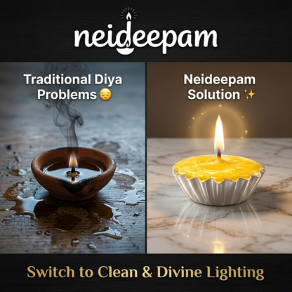 neideepam® Ready-Made Pure Ghee Diya | Approx. 90-Minute Burn Time | Indoor Use | Aluminium Cup | NABL Tested