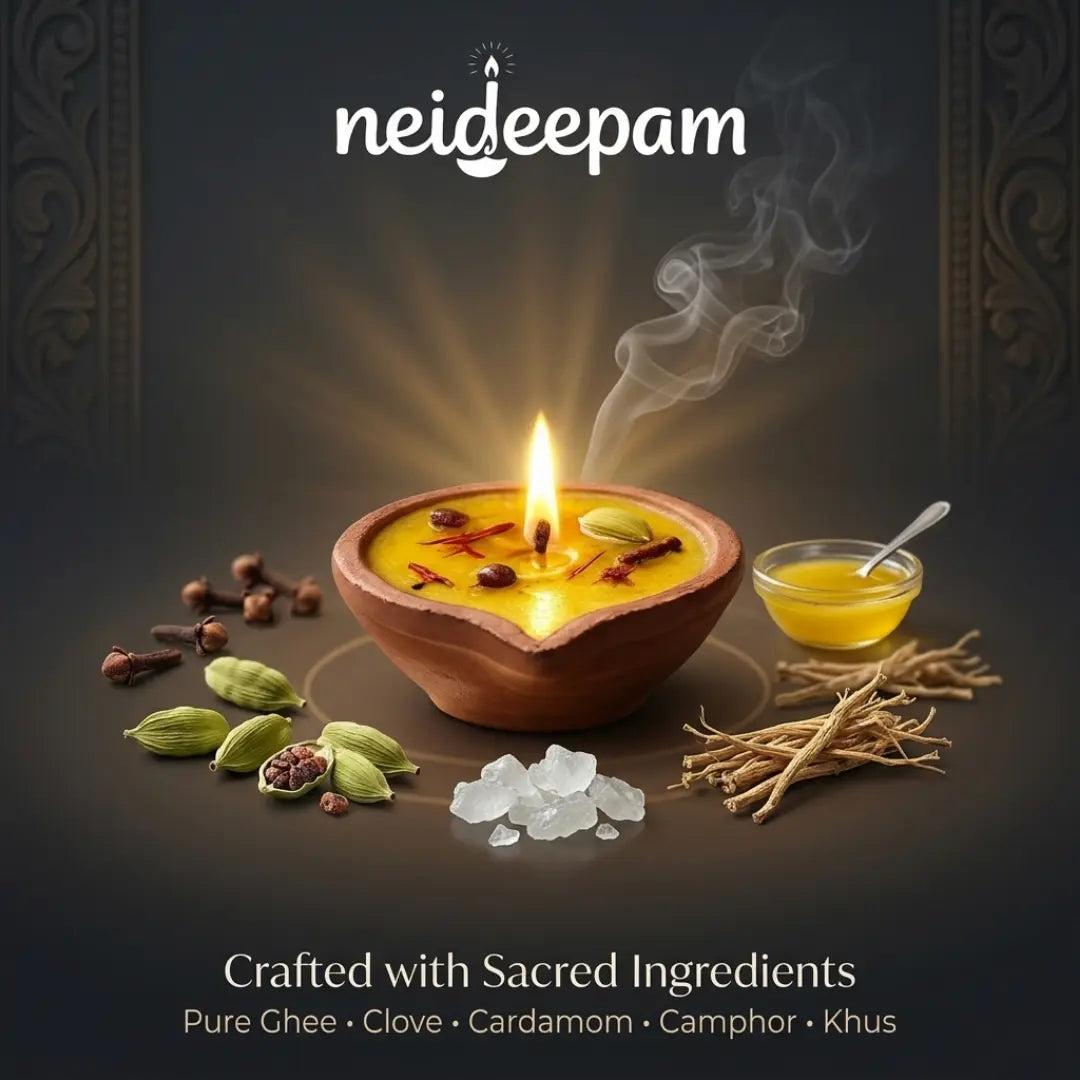 neideepam® Punya Cow Ghee Deepam | Handmade | Natural Ingredients | Ready-to-Use | NABL Tested & Certified