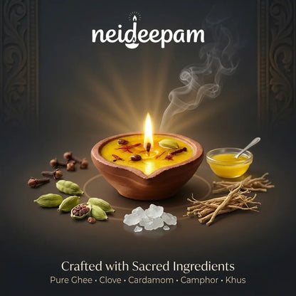 neideepam® Punya Cow Ghee Deepam | Handmade | Natural Ingredients | Ready-to-Use | NABL Tested & Certified
