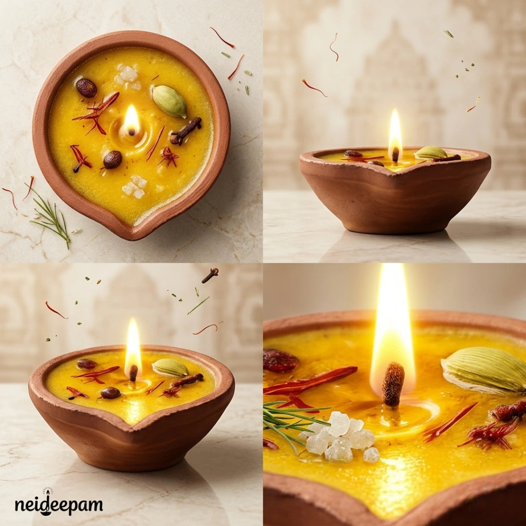 neideepam® Punya Cow Ghee Deepam | Handmade | Natural Ingredients | Ready-to-Use | NABL Tested & Certified
