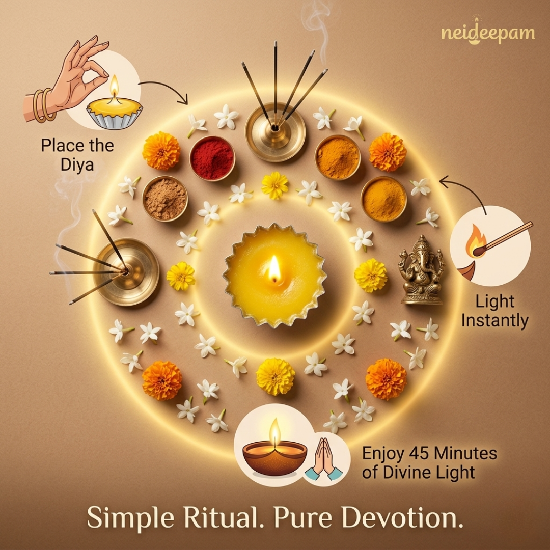 neideepam®  Pure Ghee Cup Diya | Approx. 45-Minute Burn Time | Indoor & Outdoor Use | NABL Tested & Certified