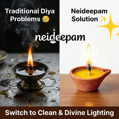 neideepam® Ananta Cow Ghee Deepam | Clay Ghee Diya | Approx. 60-Minute Burn Time | Ready-to-Use | NABL Tested & Certified