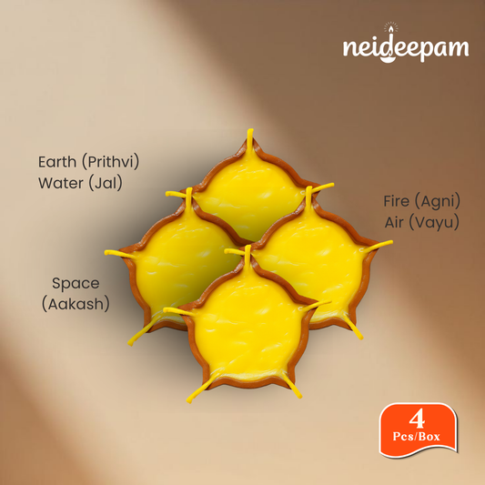 neideepam® Panchamukhi Ghee Diya | Burn Time - 1.5 Hrs Burn Time Per Diya | Ready-to-Use | NABL Tested & Certified